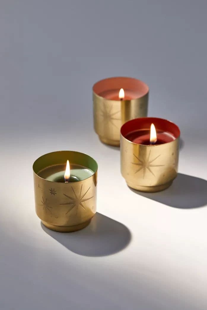 Celestial Brass Votive Trio handcrafted Home Decor by J.S. CRAFT