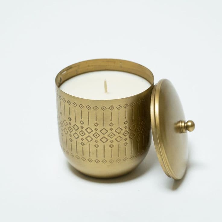 Etched Brass Candle Jar handcrafted Home Decor by J.S. CRAFT