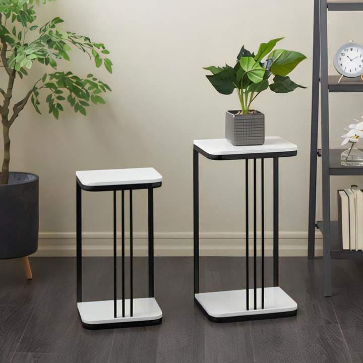 Monochrome Pedestal Side Table Duo handcrafted Accent Furniture by J.S. CRAFT