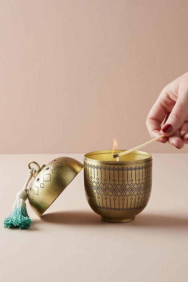 Tassel Lid Candle Vessel handcrafted Home Decor by J.S. CRAFT